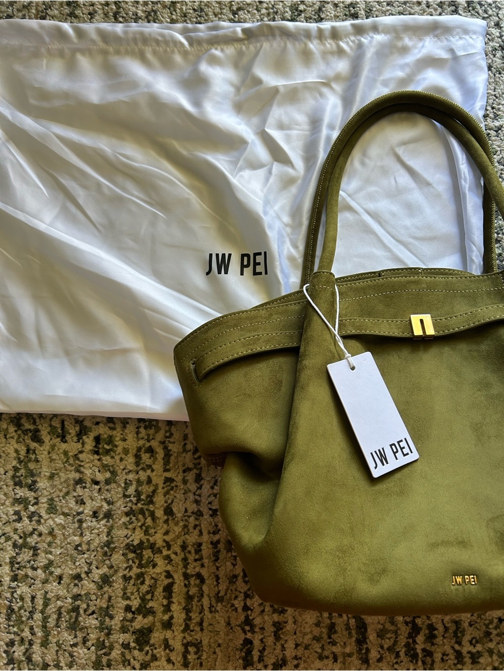 JW PEI Olive Green Suede Bag